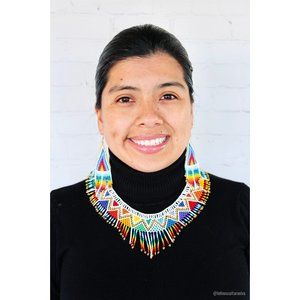 Mexican Huichol Jewelry Set, Colorful Beaded Jewelry Set, Boho Style Necklace, M